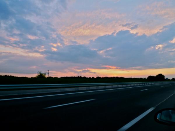 Sundown on the highway 3
